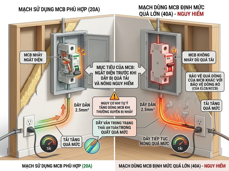 Cách chọn MCB cho mạch ổ cắm